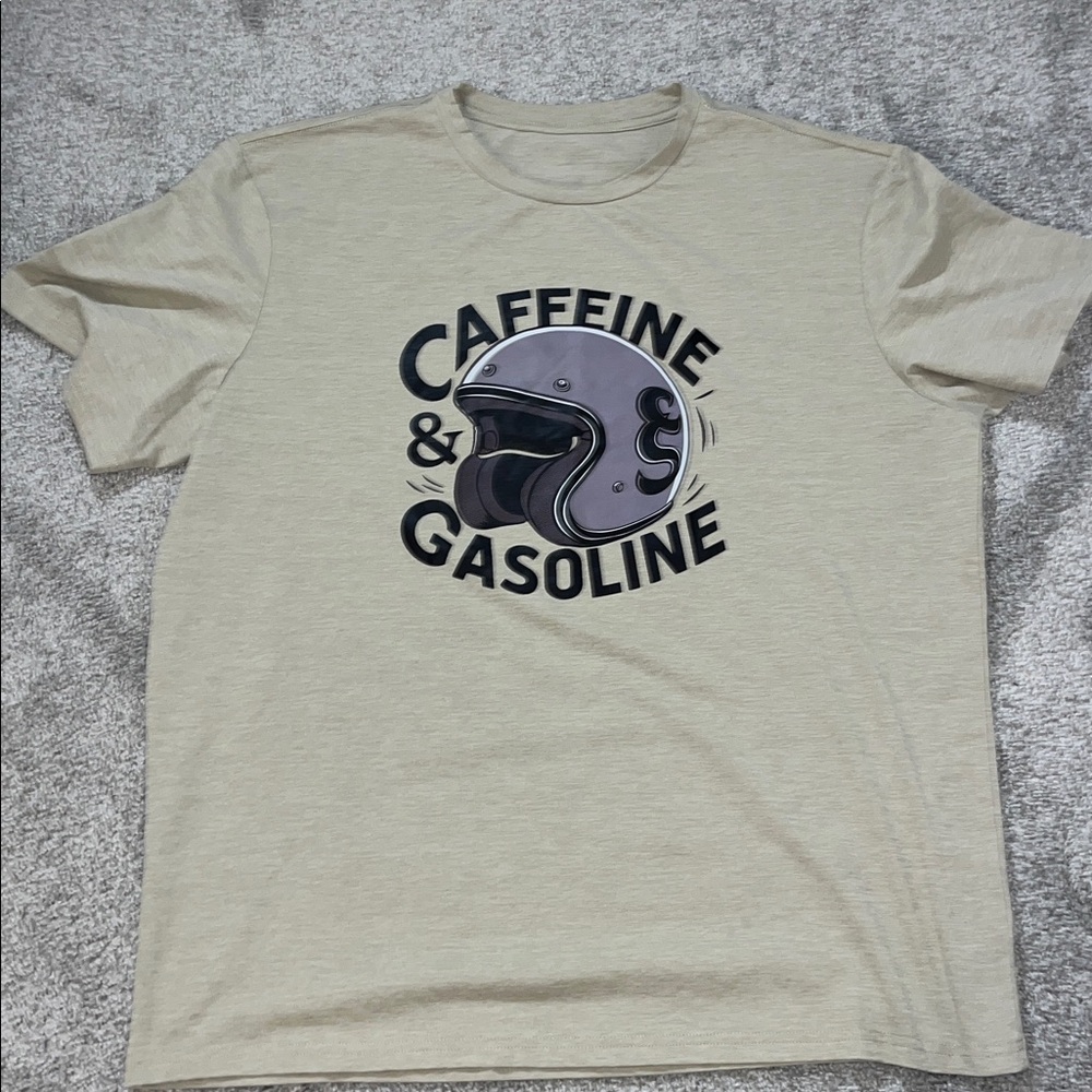 Caffeine & Gasoline Racing Helmet Coffee Racer Motorcycle Helmet T shirt-XL
